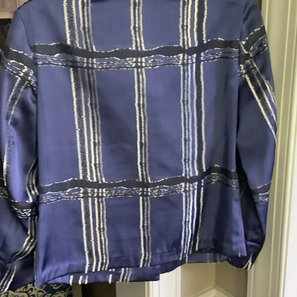 Chico's Blue‎ and White Plaid Blazer